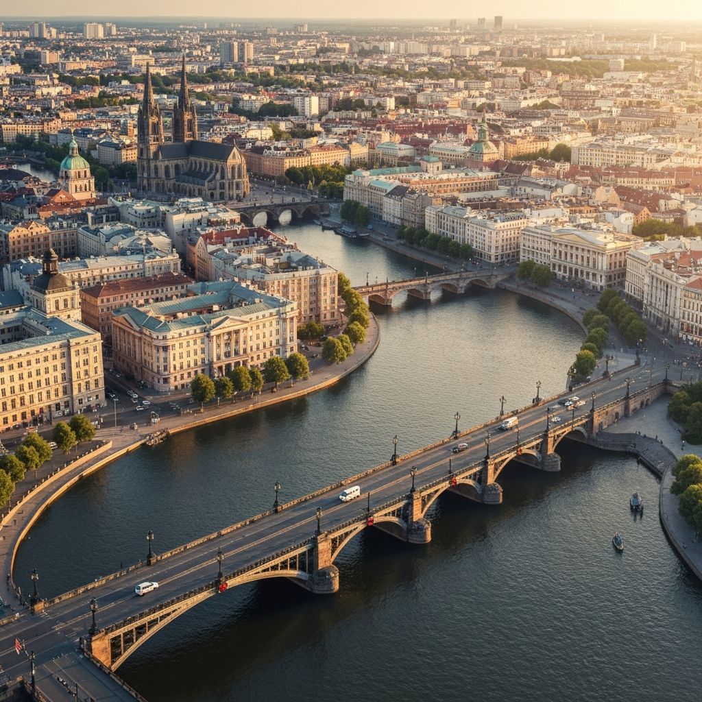 Modern cityscape with commercial real estate